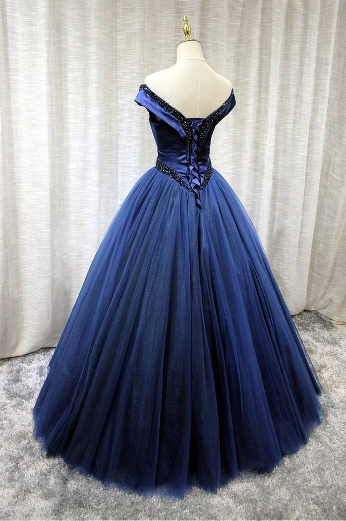 Elegant tulle beads long prom dress evening dress    cg17215