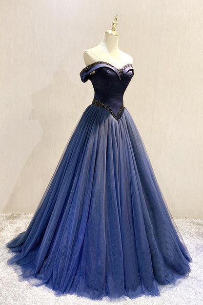 Elegant tulle beads long prom dress evening dress    cg17215