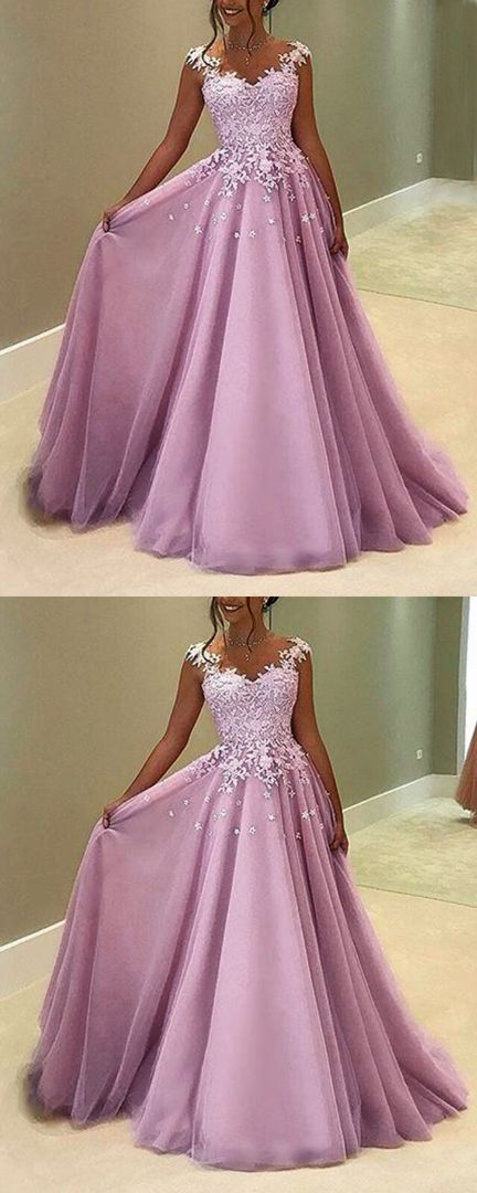 Mauve Pink Tulle Prom Dresses    cg17236