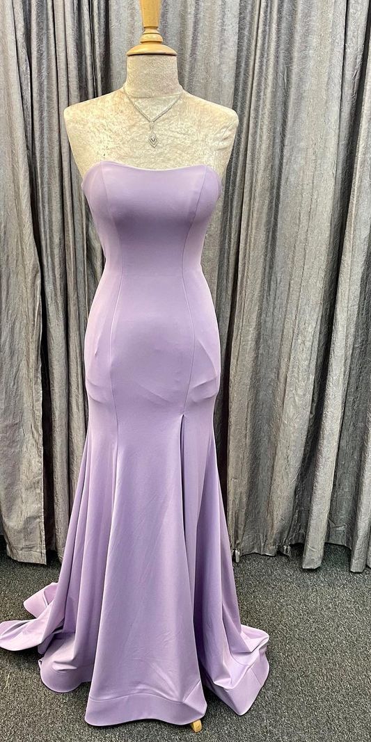 mermaid lavender formal dress prom dress with sweetheart neckline and side slit   cg17245