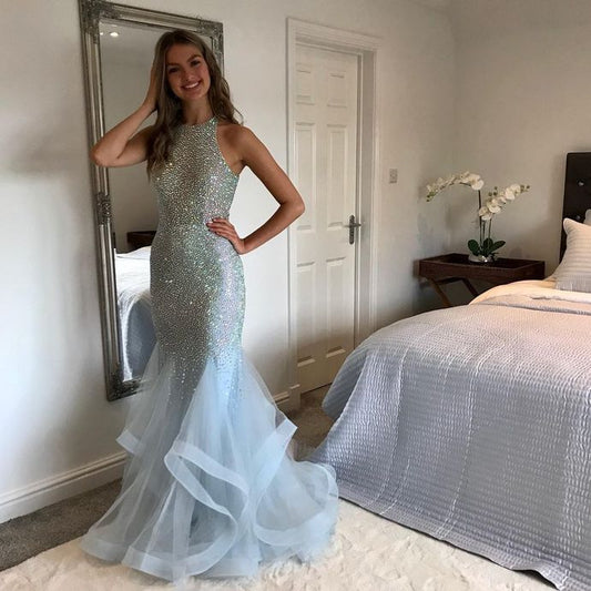 Charming O-Neck Mermaid Prom Dresses,Long Prom Dresses    cg17252