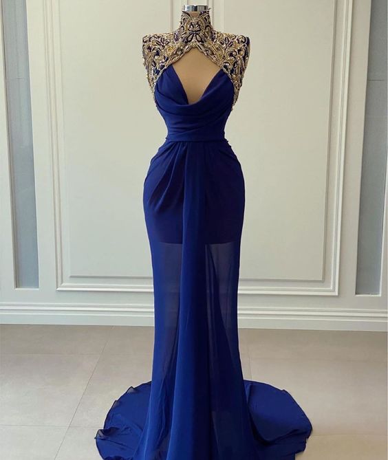 blue long prom dress evening dress   cg17257