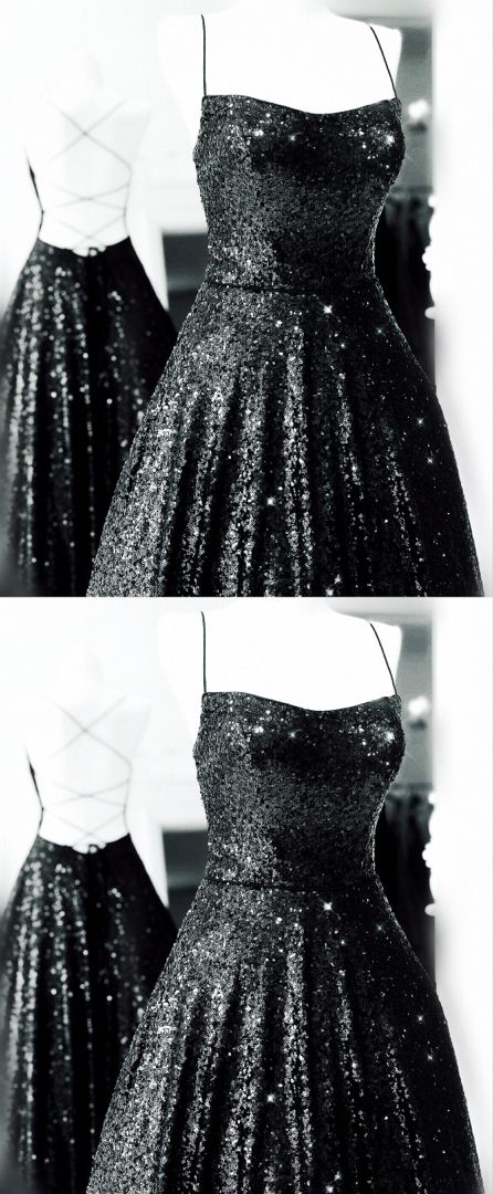 Stunning black sequins prom dresses cross back ball gown for women    cg12376