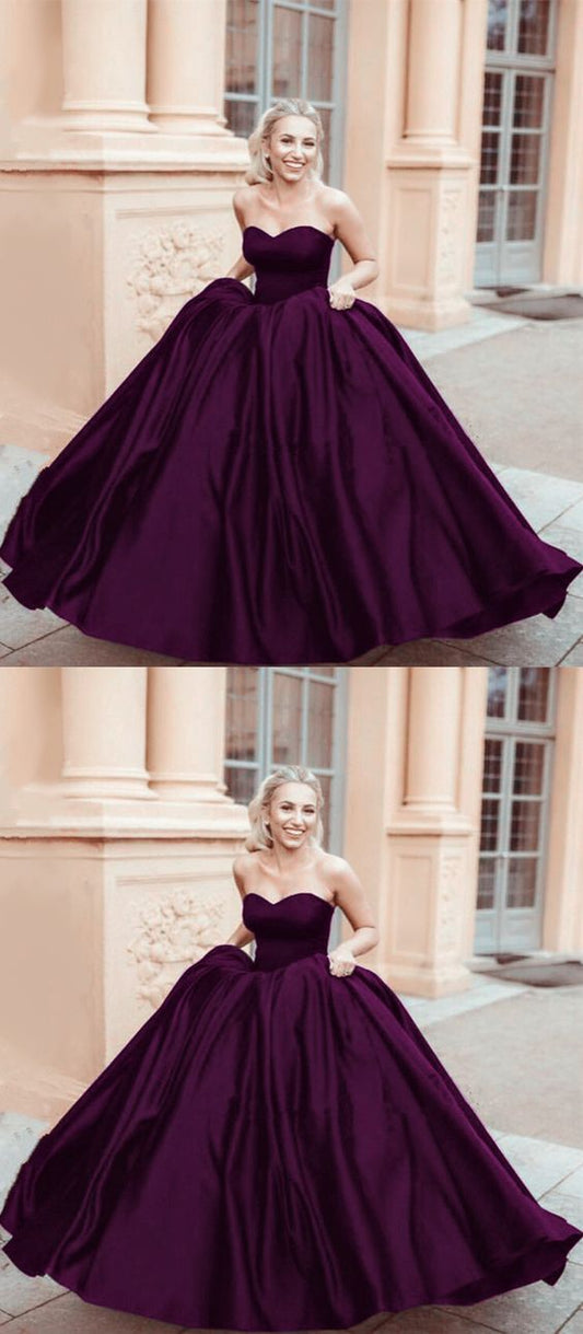 purple ball gown,sweetheart ball gown,satin ball gowns prom dress cg1740