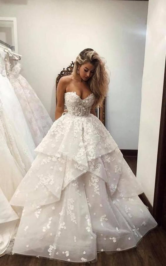 Cute and Sexy Strapless Vintage White Princess Wedding Dress prom dress 2021    cg17435