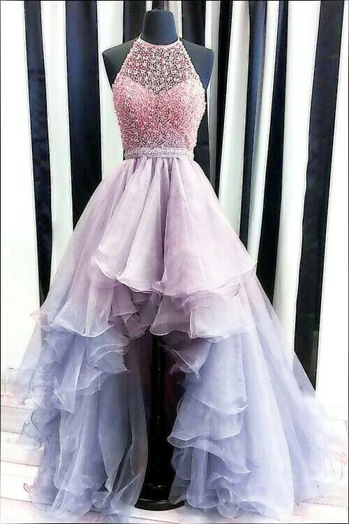 Jewel Asymmetrical Halter Prom Dress cg1751