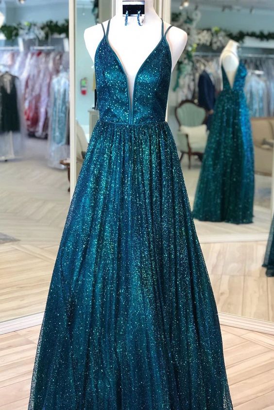 Spaghetti Straps Sequin Sparkle Prom Dress    cg17544