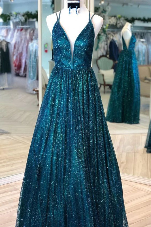 Spaghetti Straps Sequin Sparkle Prom Dress    cg17544