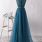 Simple Teal Blue Lace And Tulle Bridesmaid Dresss, Long Prom Dress, Party Dress    cg17587