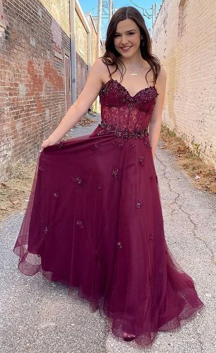 V-neck Long Prom Dresses with Appliques and Beading Winter Formal Dress    cg17595