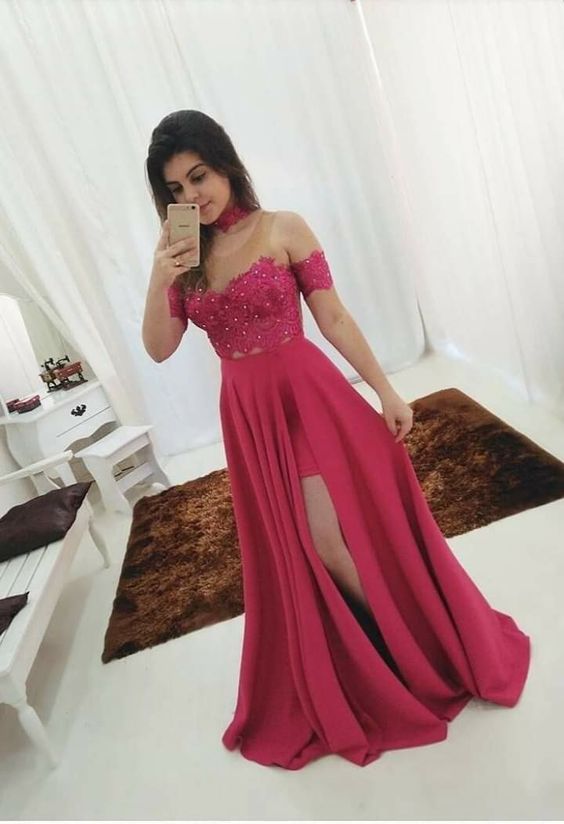 Appliques lace long prom dress evening dress   cg17616