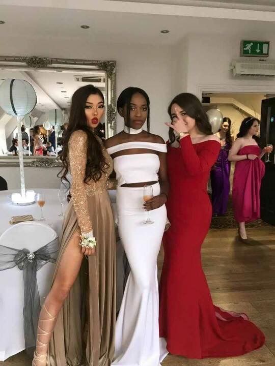 3 Different Style Mermaid Prom Dresses Crew Neck Beading Crystals African Girl Black Girl Evening Formal Gowns   cg17692