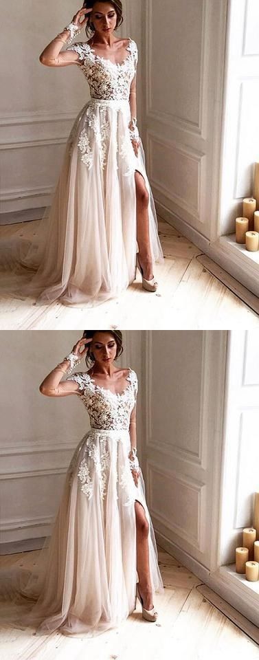 Dark Ivory Cap Sleeve Lace Beaded A line,Long Evening Prom Dresses, Popular Long prom Dresses    cg17728