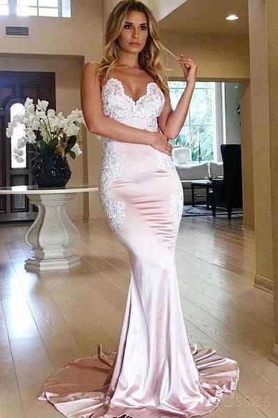 Popular Blush Pink Sweetheart Mermaid Backless Long Evening Prom Dresses   cg17744