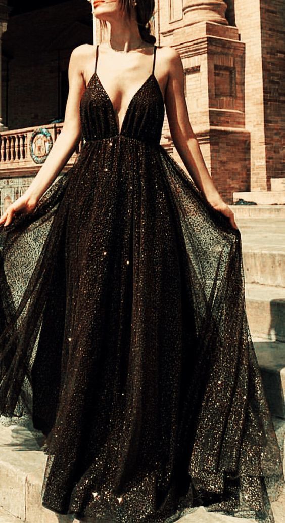 Tight Prom Dresses, long black sequins tulle prom evening gown dresses