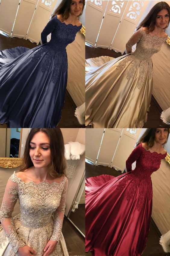 Long prom dresses Satin Long Sleeves Ball Gown Quinceanera Dresses   cg17837