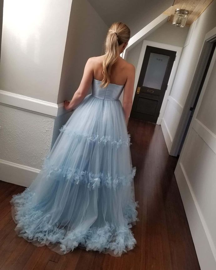 Strapless Light Blue Prom Gown   cg17850