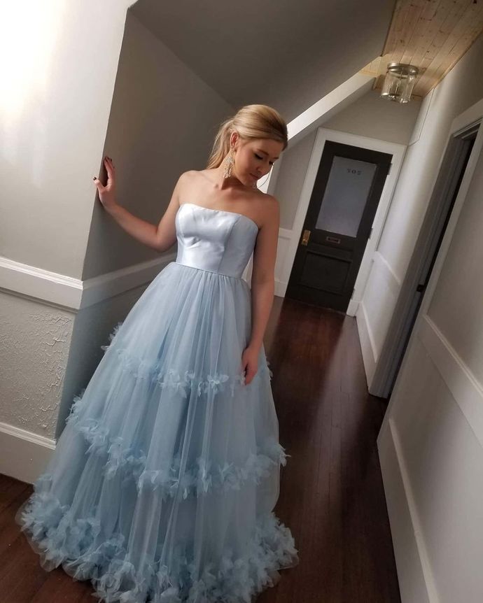 Strapless Light Blue Prom Gown   cg17850