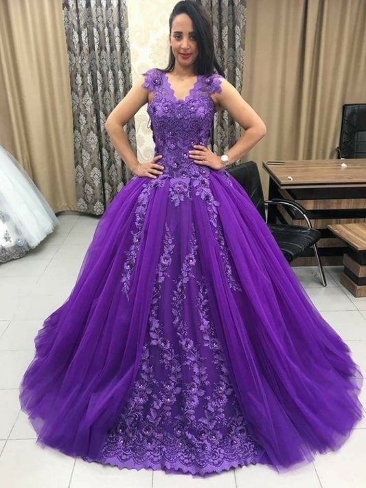 purple ball gown prom dresses    cg17894