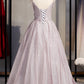 SHINY V NECK SEQUINS LONG PROM DRESS A LINE EVENING DRESS    cg17901
