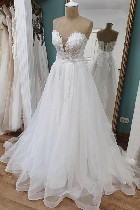 White lace long ball gown prom dress white formal dress    cg17957