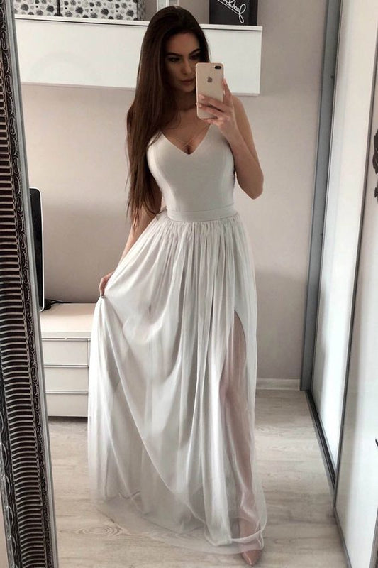 A-line V Neck Simple Prom Dress , Charming Prom Dress    cg17985