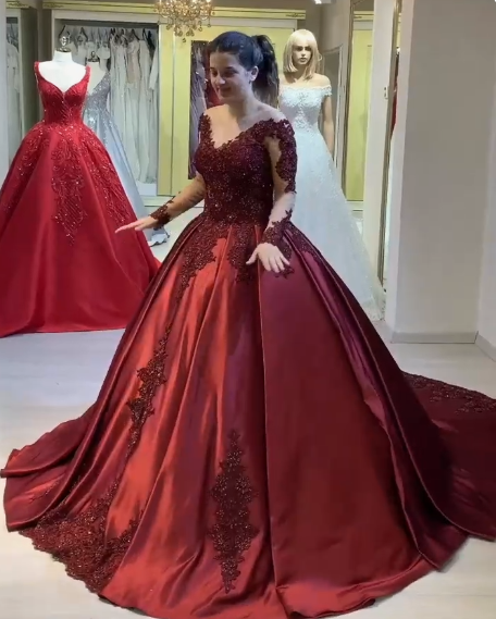 burgundy Ball Gown Evening Dress prom gown  cg18017