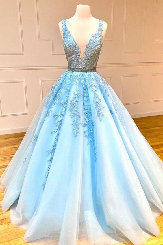 A-line light blue long formal dress prom dresses    cg18045