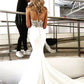 Charming Lace Evening Dresses Sexy Backless Mermaid Prom Dresses Chiffon   cg18085