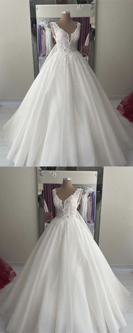 Ball Gown Princess Dresses Wedding lace v neck bridal dress for women prom dress   cg18102