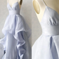 Blue A line long prom dress blue evening dress   cg18118
