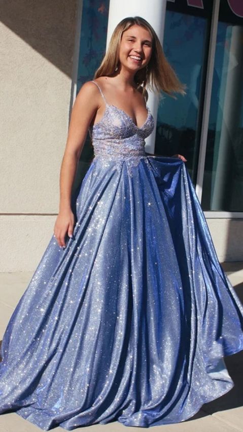 Unique Lace Prom Dresses A-Line Appliqued Evening Prom Gowns   cg18176