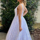 A-line White Sequined Long Prom Dress 2021 | Sparkle White Long Prom Dress   cg18177