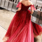 STYLISH TULLE SEQUINS LONG A LINE PROM DRESS EVENING DRESS   cg18410