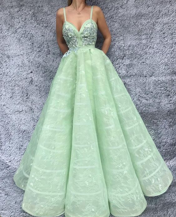 Unique green Long Prom Dress, Evening Dress   cg18420