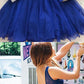 A-Line V-Neck Short Backless Royal Blue Homecoming Dress with Appliques cg1844