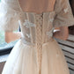 CHAMPAGNE TULLE LONG PROM DRESS A LINE EVENING DRESS   cg18473