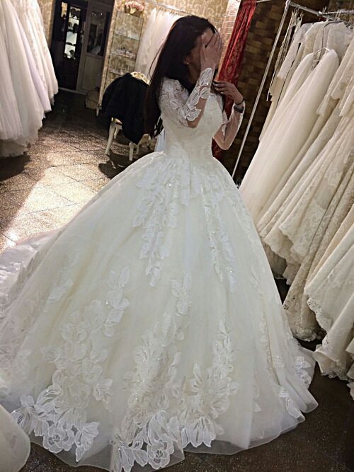wedding dress Long Sleeves lace Prom Dress   cg18514