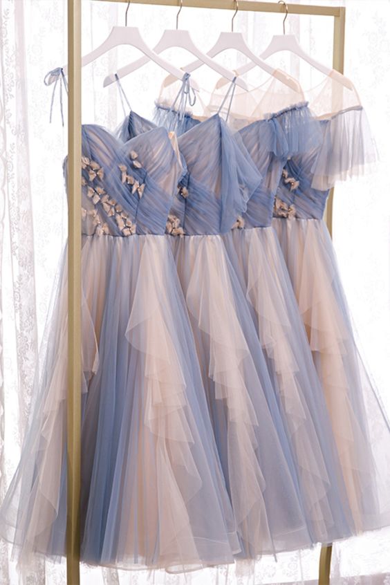tea length blue bridesmaid dresses prom dress bridesmaid dresses   cg18560