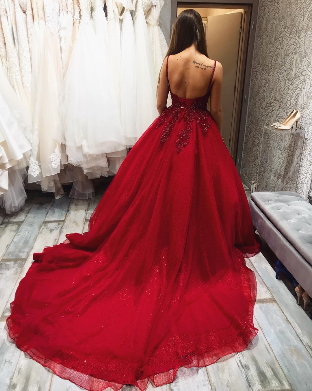 gorgeous red ball gown with beaded bodice. perfect dress long prom dress   cg18719