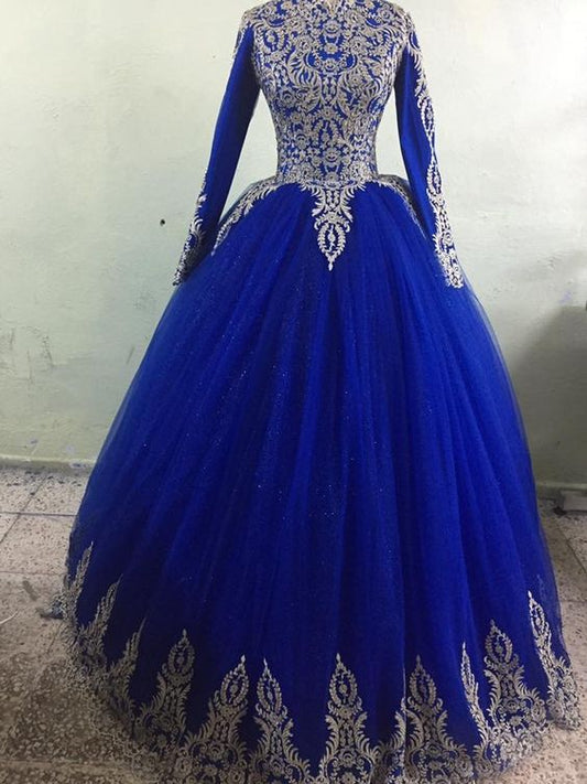 Elegant Prom Dresses Ball Gowns With Lace Appliques    cg18748