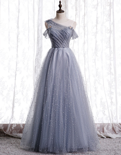 Tulle beads long prom dress tulle formal dress    cg18750