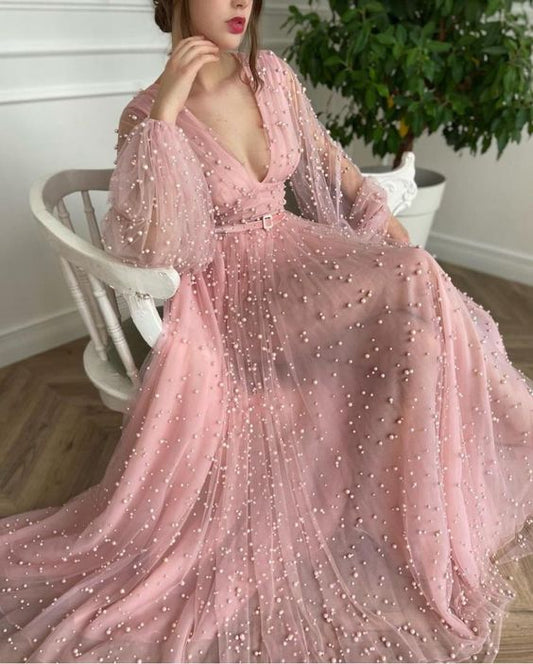 Charming A-Line Prom Evening Dresses, pink Princess Gown   cg18761
