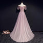 Unique Pink Off Shoulder With Lace Long Party Dress, Prom Gown   cg18859