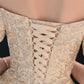 Beautiful Off Shoulder Gold Long Prom Dress   cg18860