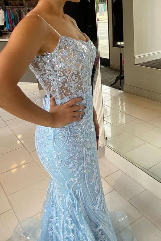 2021 mermaid light blue long formal dress graduaiton dresses prom dress   cg18893