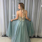 A-Line Spagahetti Straps Sweetheart Beades Long Prom Dresses   cg19012