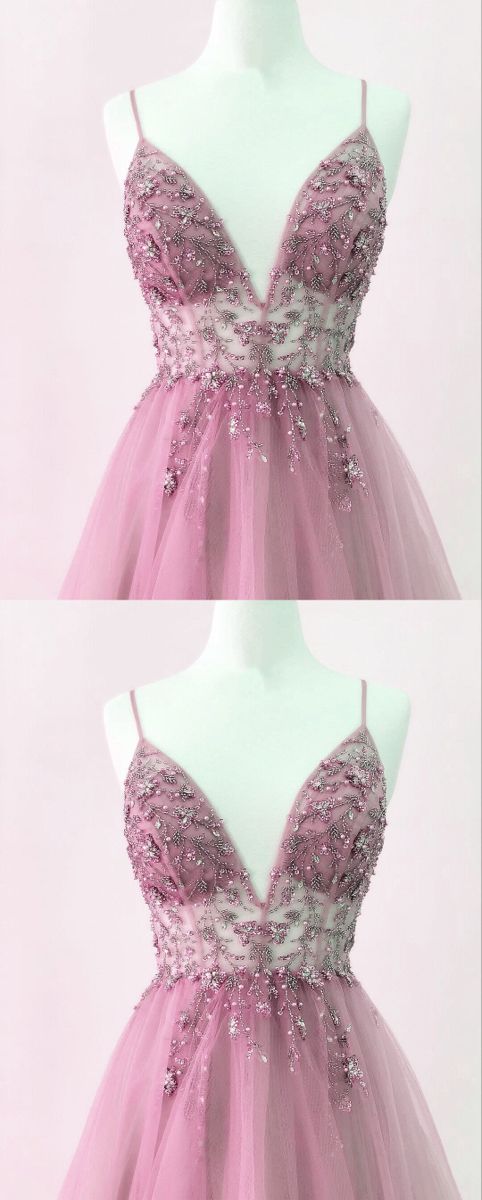 Mauve pink Tulle prom dress    cg19024