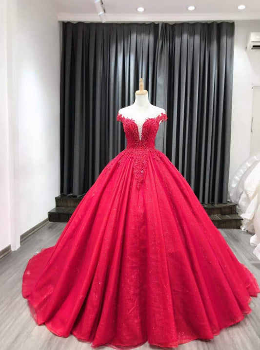 Sparkly red Quinceanera dresses prom dress    cg19029