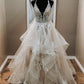 A line v neck lace long ball gown prom dress formal dress    cg19055